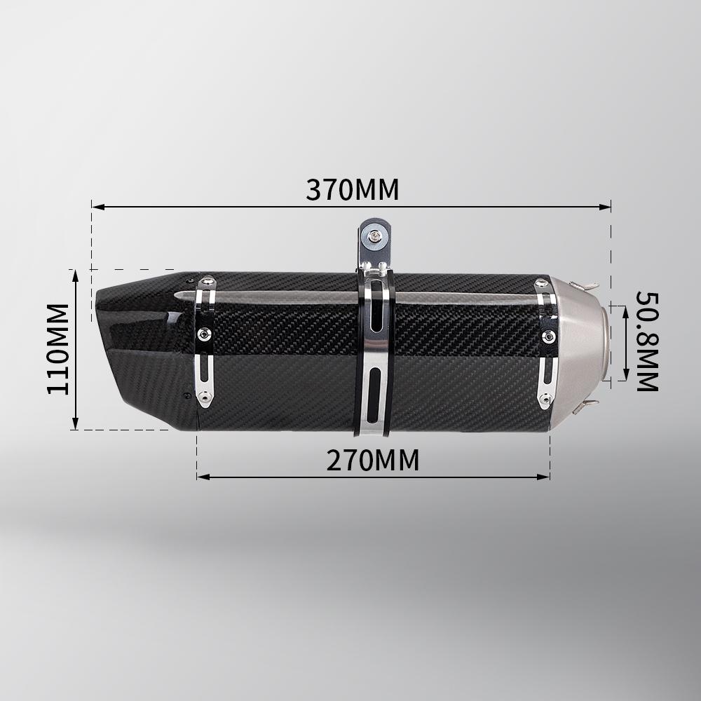 51MM Motorcycle Exhaust Carbon Muffler Universal Modified Scooter Tail Pipe for Gsxr150 Cbr150r Z400 R15 Z250 Mt15 250sr 370mm