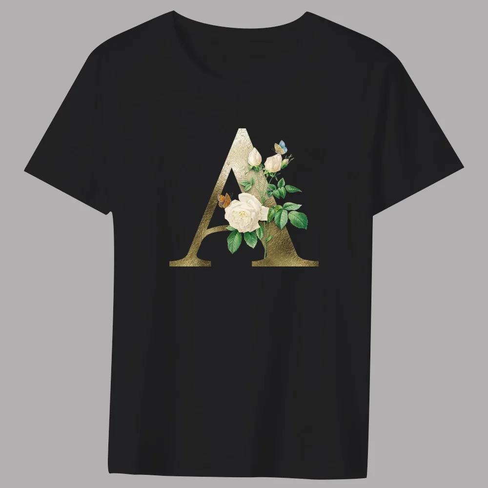 

Мужская классическая футболка повседневная с круглым вырезом, серия с принтом золотых цветов и букв, для поездок на работу, универсальная, дышащая черная футболка XXXXXL чёрный