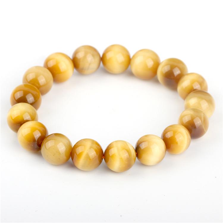 Golden Tiger Eye Crystal Bracelet - Yellow Cat's Eye Stone for Men and Women, Couples, Single Strand.