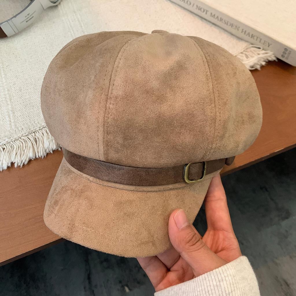 

Merad Brown Vintage Suede Beret Hat For Women Fall Winter Warmth