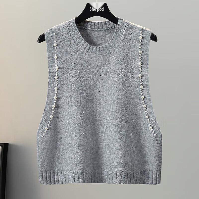 Elegant French Style Beaded Knit Vest for Women