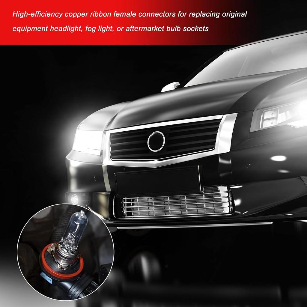 2 PCS Female Adapter Wiring Harness Sockets, 9005 9006 9012 HB3 HB4 Waterproof Headlight Wire Connector, Heavy Duty Auto Pigtail Plug Adapter for Fog