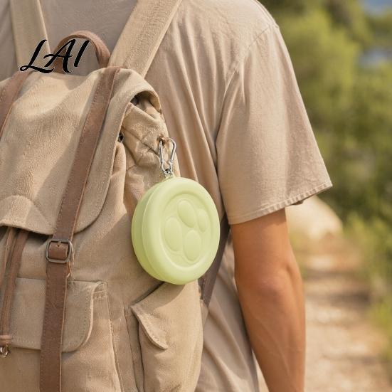 Moisture-proof Dog Food Holder Treat Pouch Bowl with Metal Carabiner Puppy Holder Clip-on Pet Container Lid for Travel Walking Training Trips