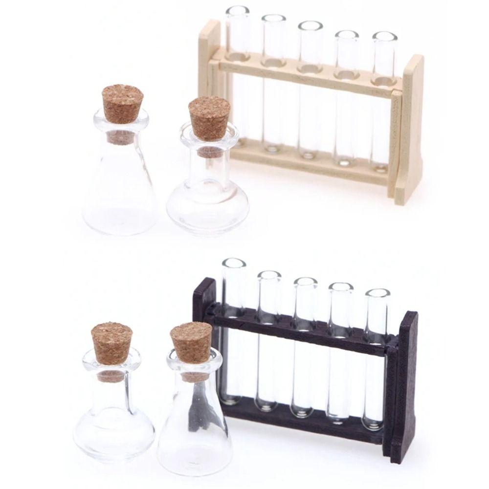Measuring Cup Simulated Glass Test Tube With Wooden Rack Miniature Measuring Cup Kids Gift