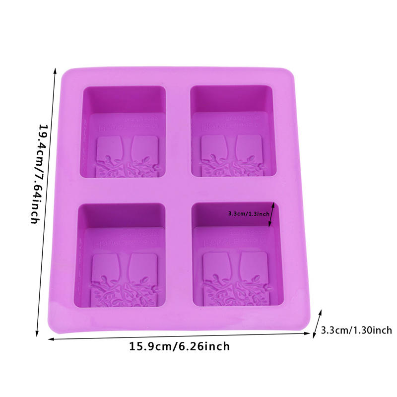 Party Dessert Silicone Mold Multi-purpose Tree Shape 4 Hole Square Soap Mold Crafts Chocolate Cake Molding Handmade Tools
