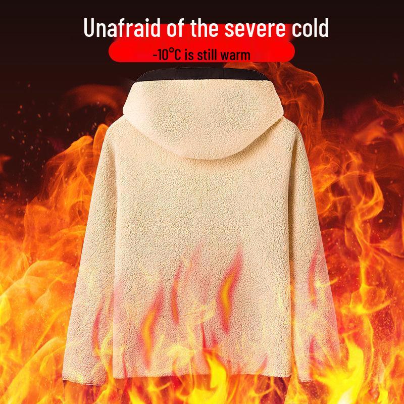 Men's Lambskin Fleece Hooded Jacket - Casual Winter Hoodie