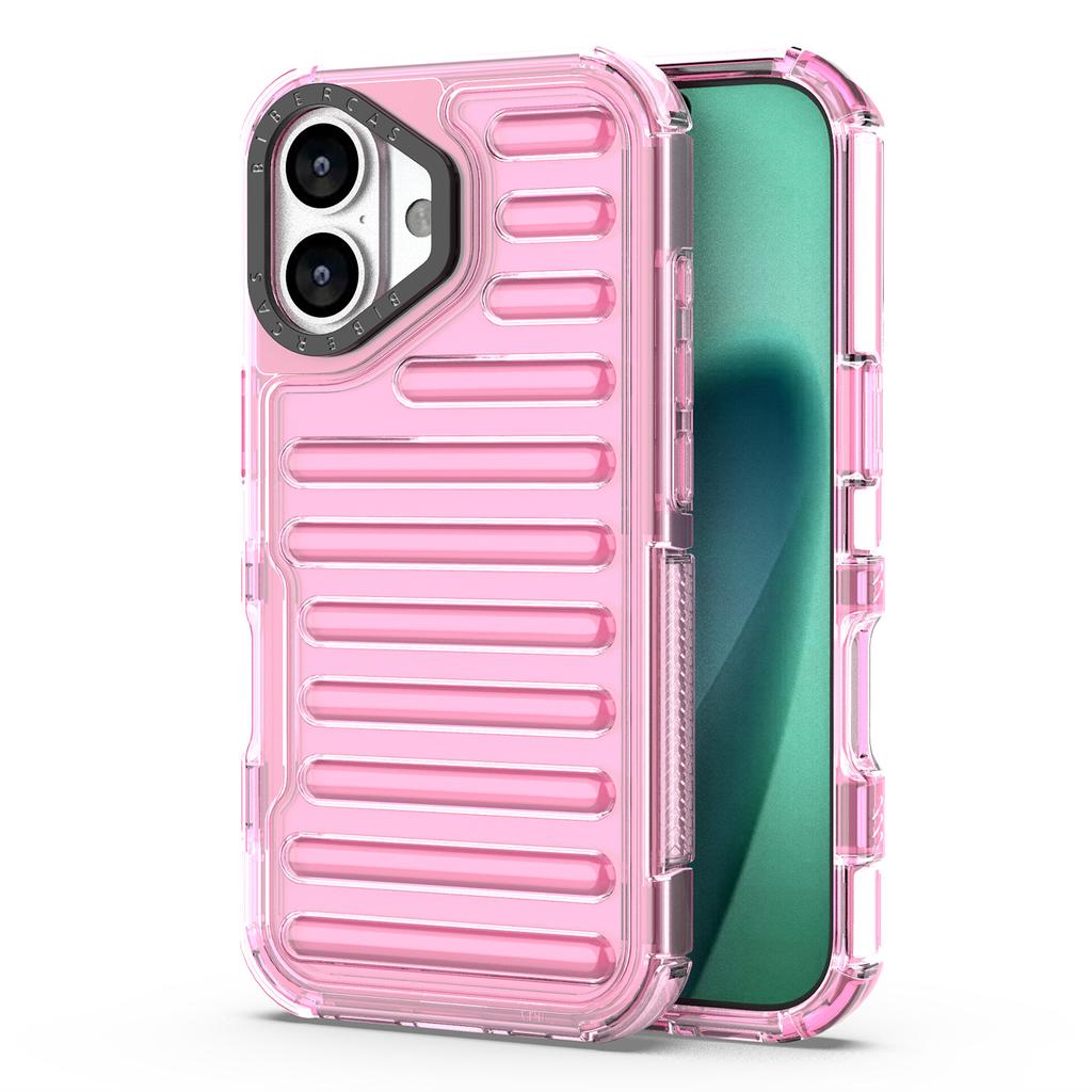 For iPhone 17 Case Stripe Design Anti-Slip Detachable TPU+PC Phone Cover