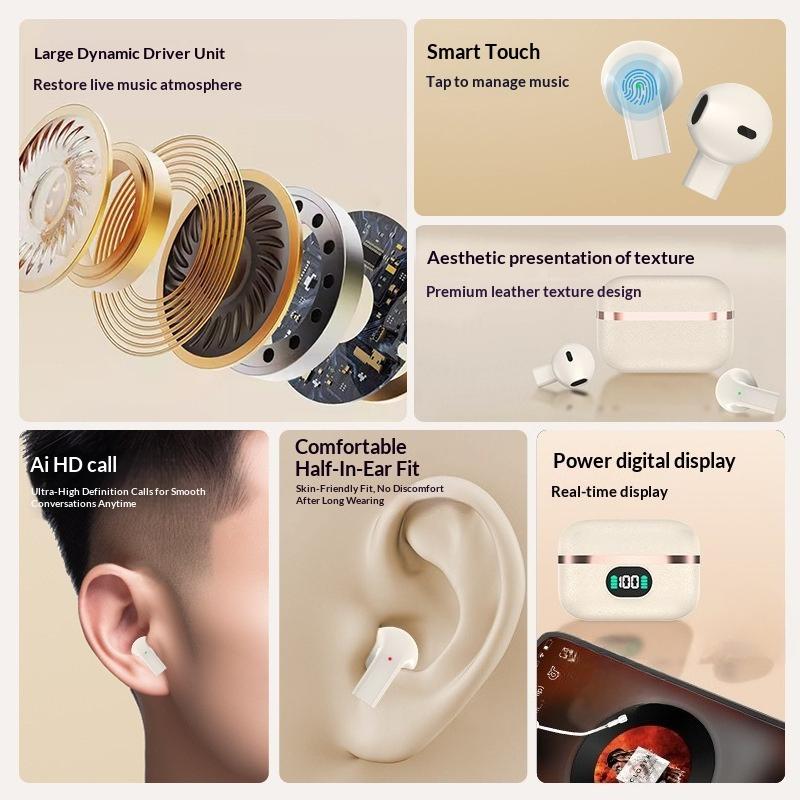 Xiaomi TWS In-Ear Design Earphones Premium Leather Wireless Earbuds Digital Display Mic Ideal Companion for Sports Music Player