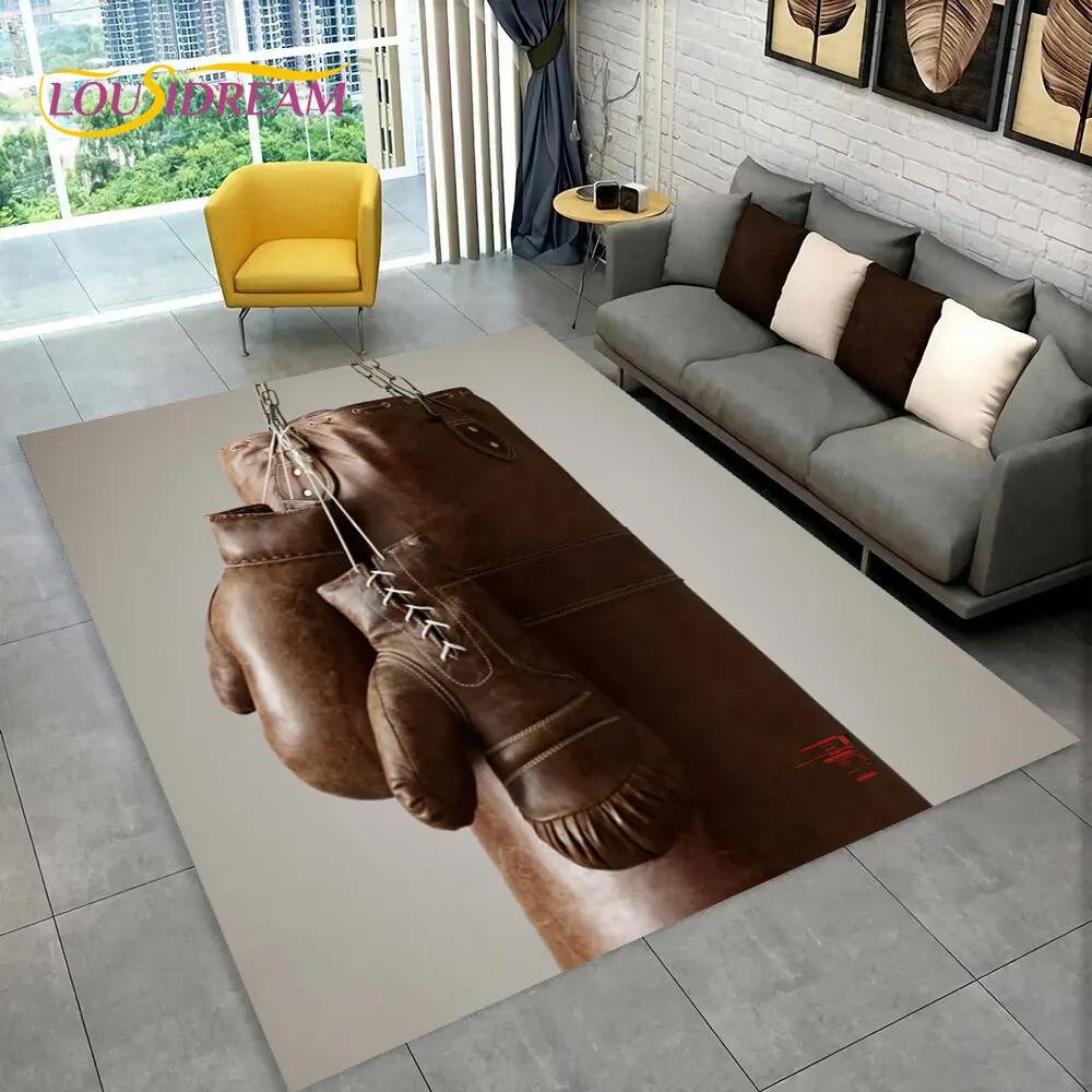 3D Boxing Gloves Boxer Fight Area Rug Large,Carpet Rug for Living Room Bedroom Sofa Doormat Decoration,kids Non-slip Floor Mat
