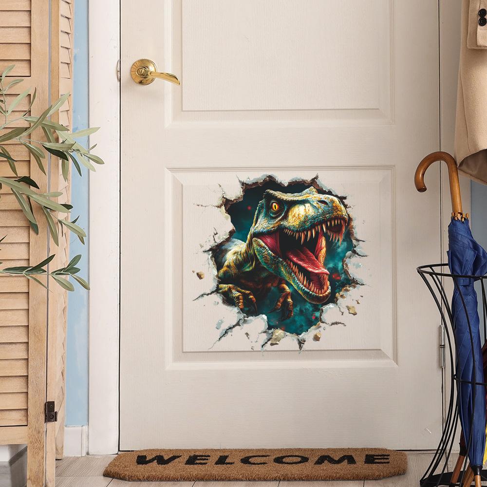 Self-adhesive 3D Wall Stickers Dinosaur Breaking Through Wall for Kids Room Bedroom Home Decor