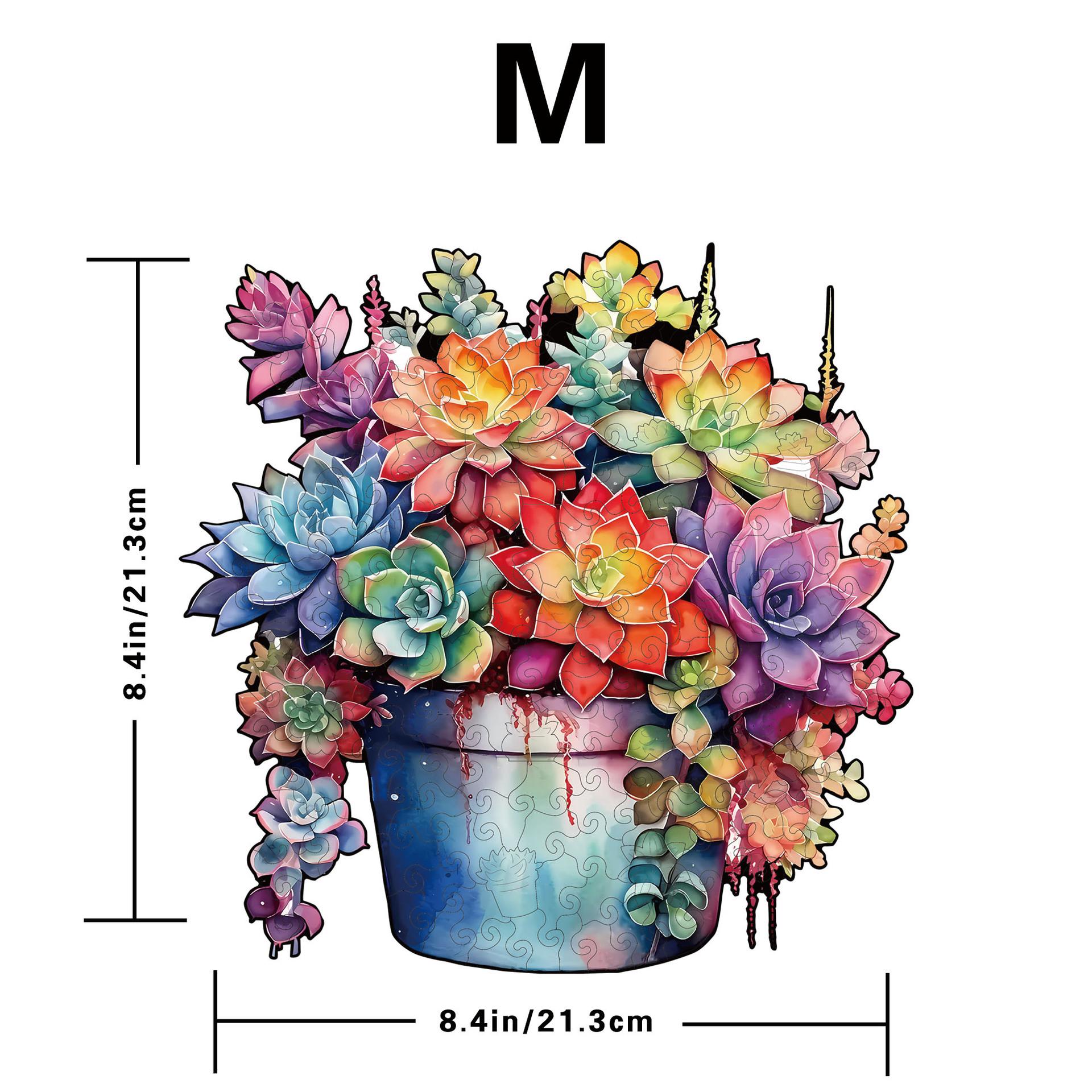Succulent Potted Plant Puzzle Wooden Special-Shaped Splicing Toy Original Piggy Bank Decompression Puzzle