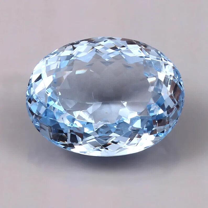Natural Sky Blue Aquamarine 37 Ct Oval Shape Certified Loose Gemstone