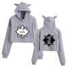Jujutsu Kaisen Cropped Cat Ear Hoodie for Girls - European & American Anime Style