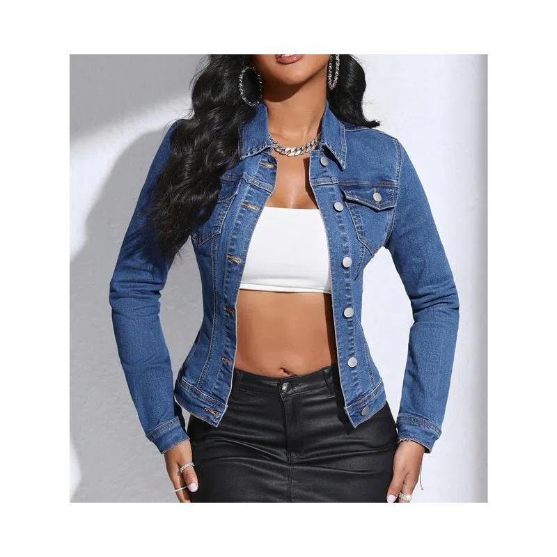 Lapel Pocket Denim Jacket - New Style
