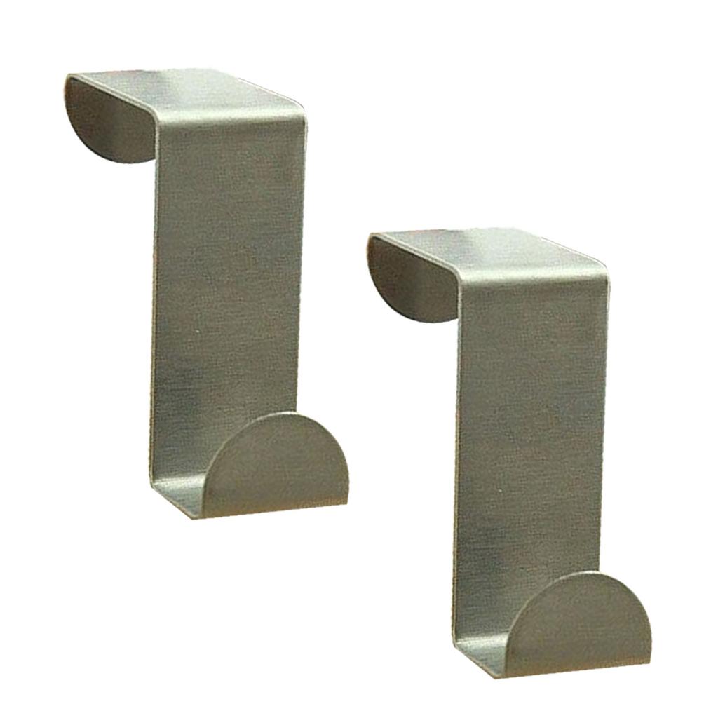 4Pcs Stainless Steel Cabinet Door Hook Punch Free Rust Proof Multifunctional Over Door Hangers
