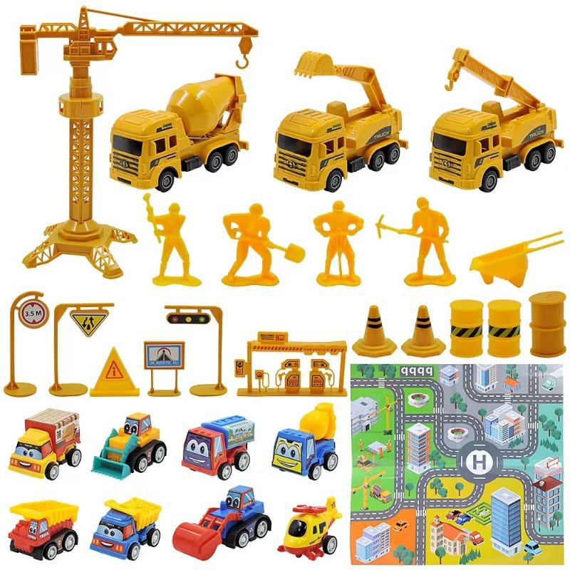 24 Days Christmas Advent Calendar, Car Toys Engineering Fire Truck Car Toys 2025 Countdown Calendar, Gift Box for Kids