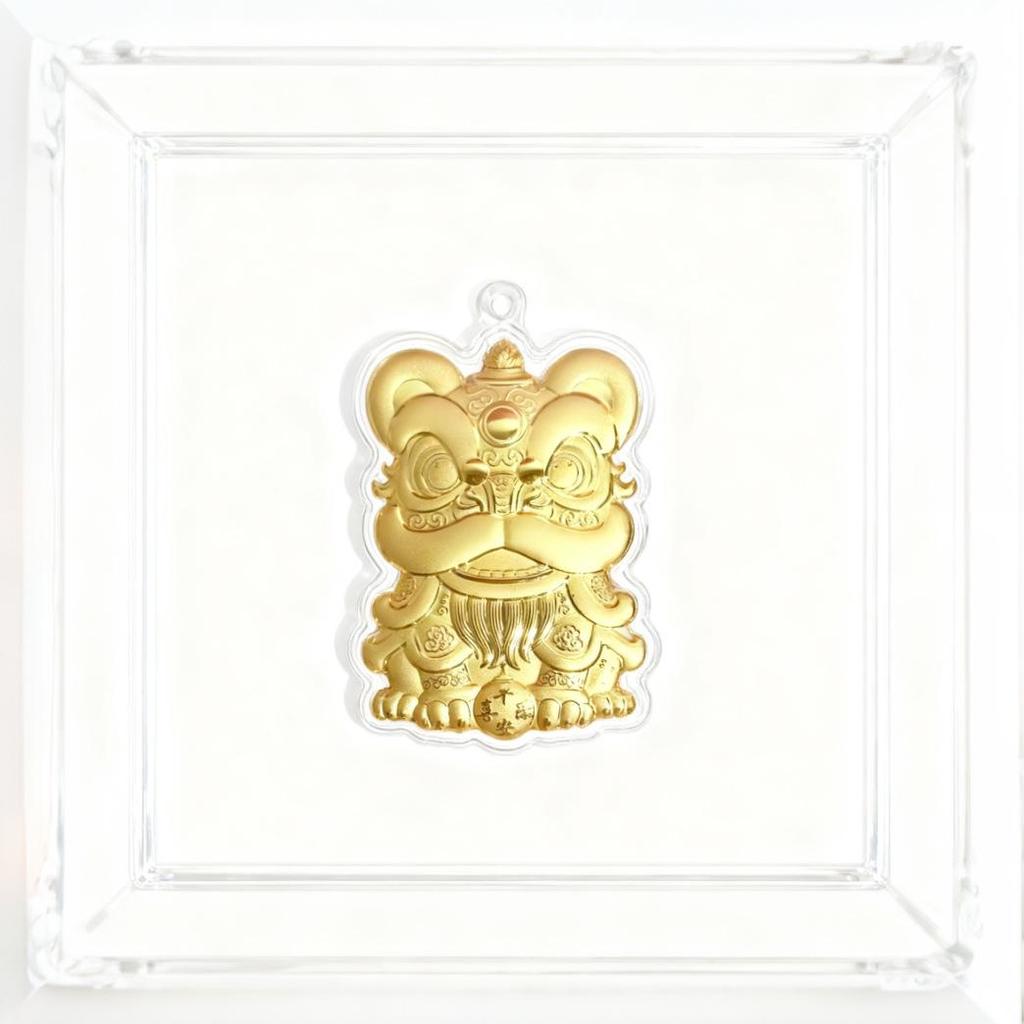 999 Pure Gold Lion Bag Pendant & Keychain with Bow Phone Chain