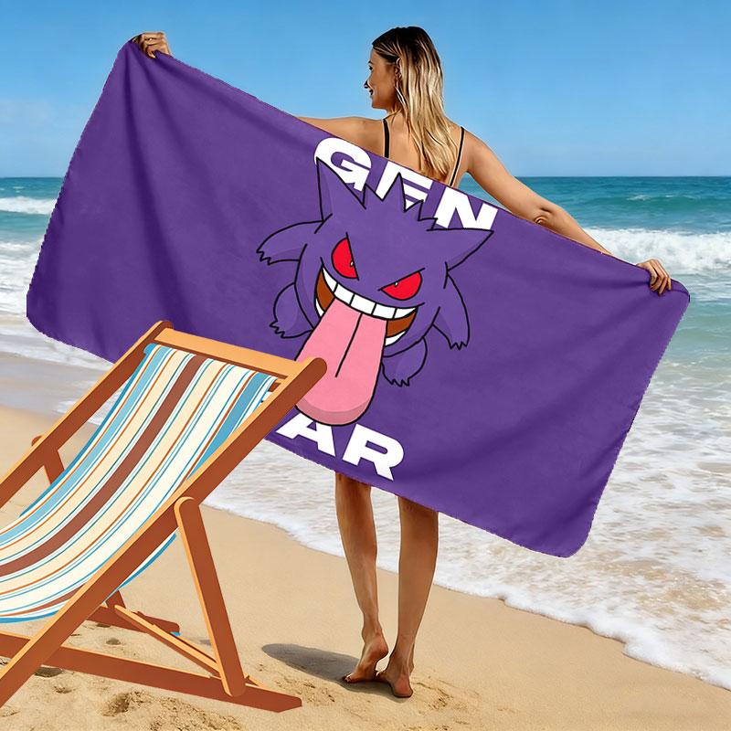 Gengar Print Beach Towel, Large Soft Quick Dry Towel for Beach Camping Swimming