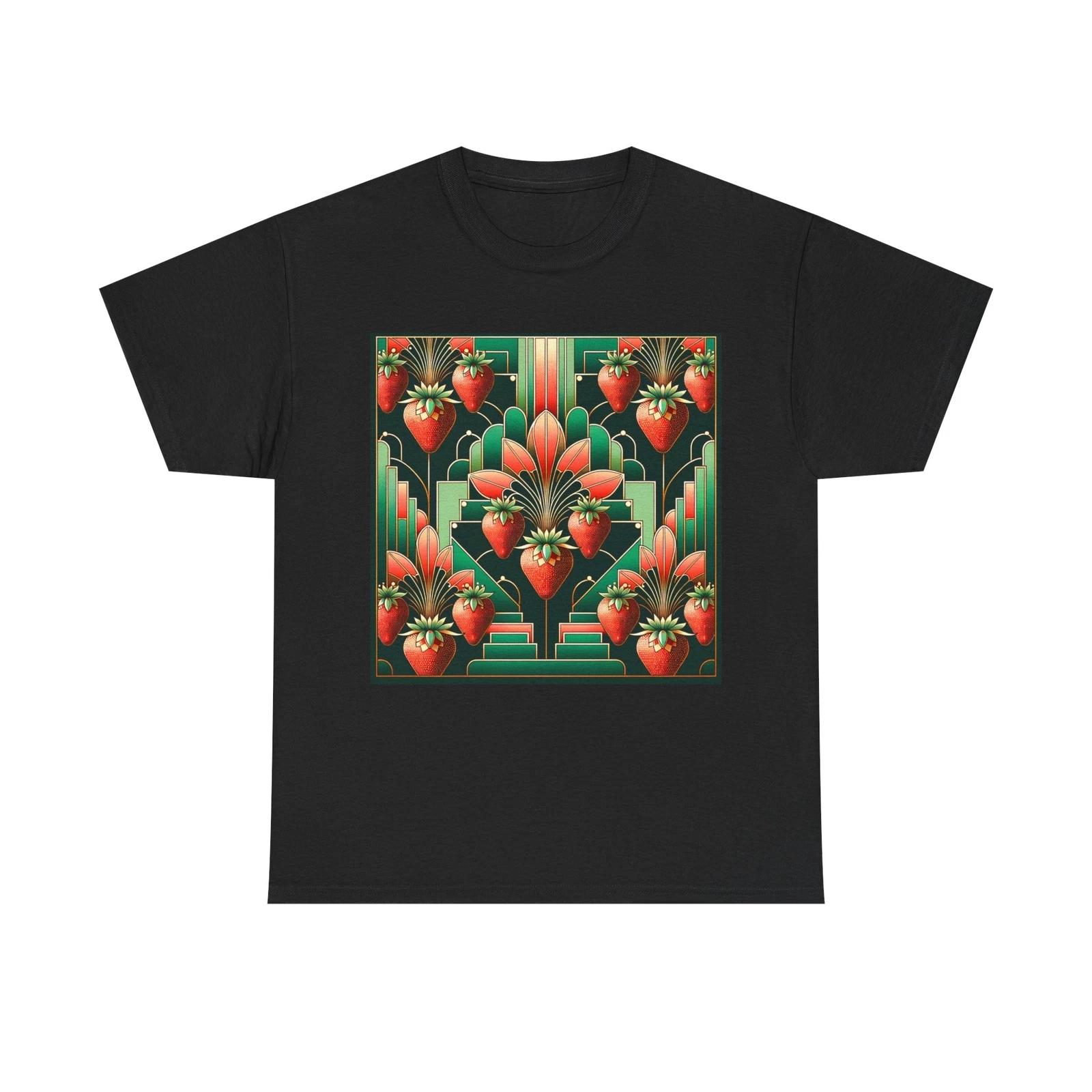 Unisex Adult T Shirt Art Deco Sunburst Classy Strawberry Opulence Wealth Rich 2XL