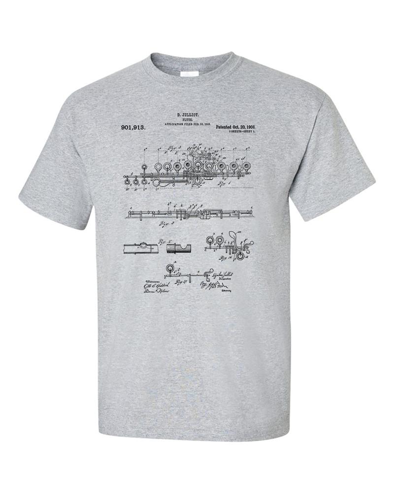 Flute Patent Blueprint Woodwind InstruUnisext Musician TShirt