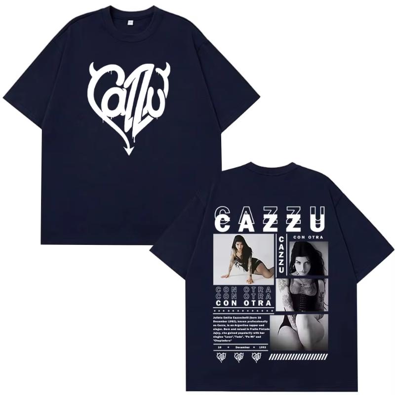 Singer Cazzu Con Otra New Album Vintage Tshirt Unisex Unisex Loose Casual Tshirt Cotton Aesthetic High Quality Oversized Tshirtss