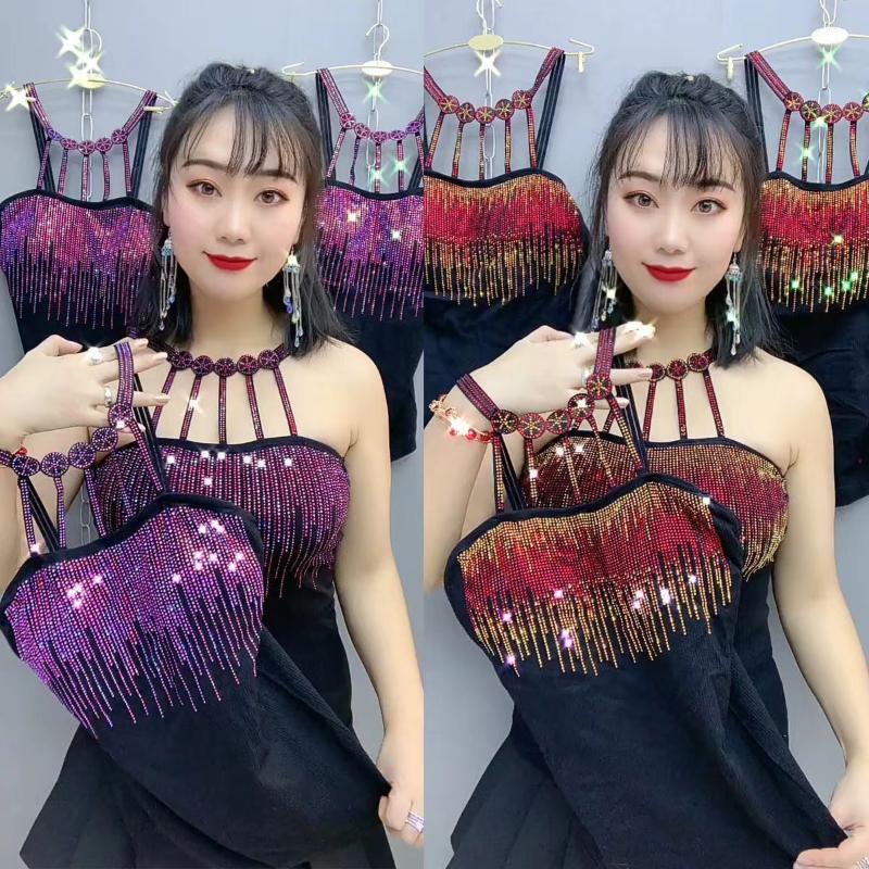 Dámská elastická košilka Polstrovaná Nový Push Up Top Lesklé kamínky Sexy tílka na ramínka Vesta Crop Top Pláž Ženy Diamond Tank