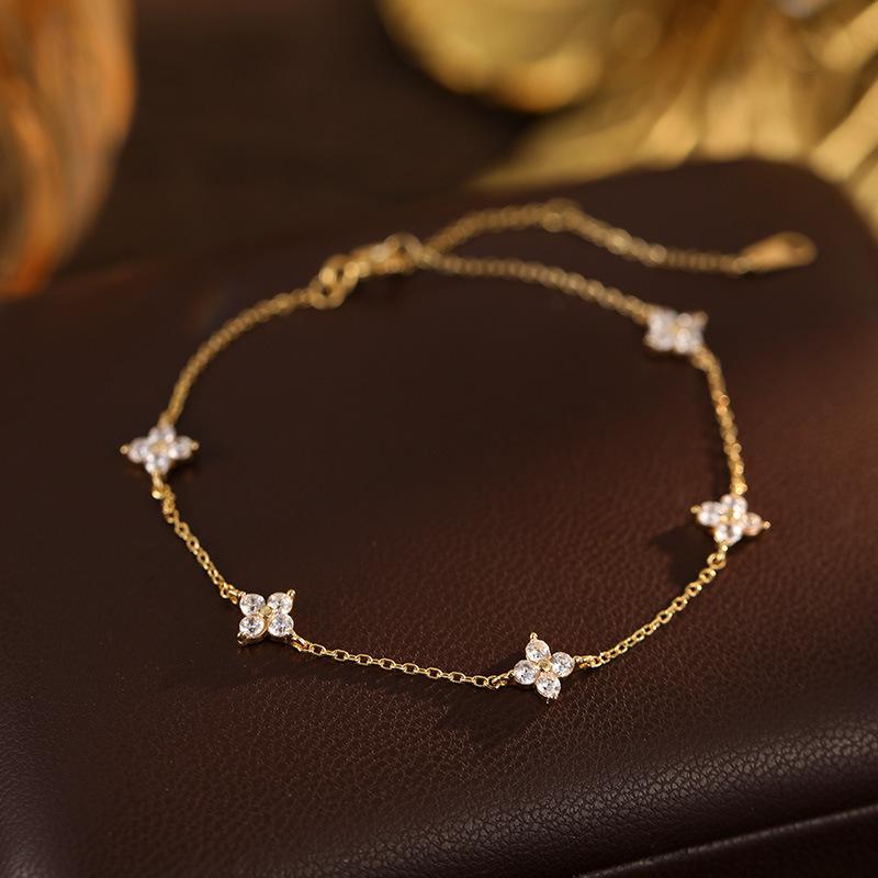 925 Silver Zircon Flower Bracelet For Women Luxury Charm Jewelry Gifts Birthday Party Elegant Chain Bracelet