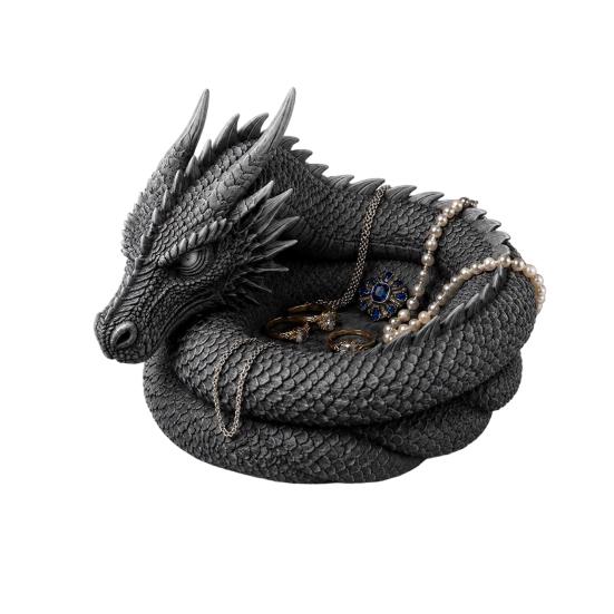3D-gedrucktes Drachen-Aufbewahrungsfach, Dekorative Schlüsselablage mit Gothic-Fantasy-Design für Ringe, Schlüssel, Münzen, Schmuck, Schreibtisch-Organizer-Tablett für Homeoffice