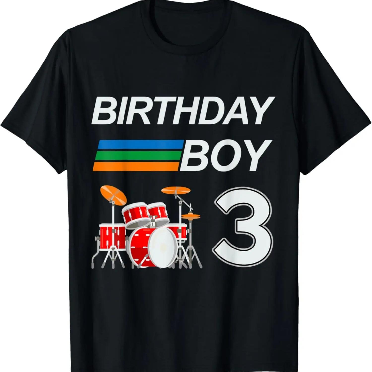 

Drummer Drum Sets Birthday Boy 3 Years Old Boys Kid T-Shirt XXXXXL чёрный