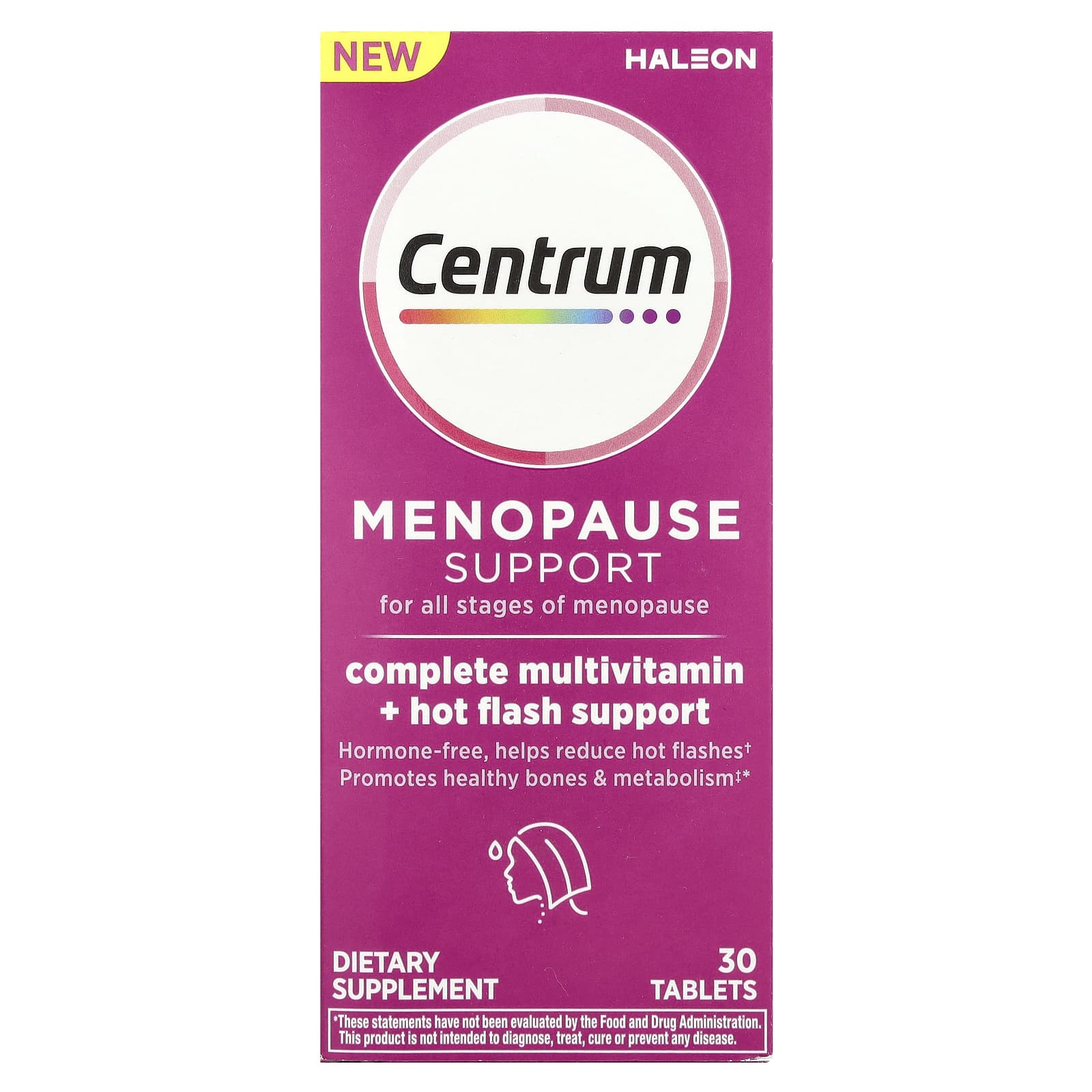 

Centrum, Menopause Symptom Relief for All Menopausal Stages, 30 Tablets
