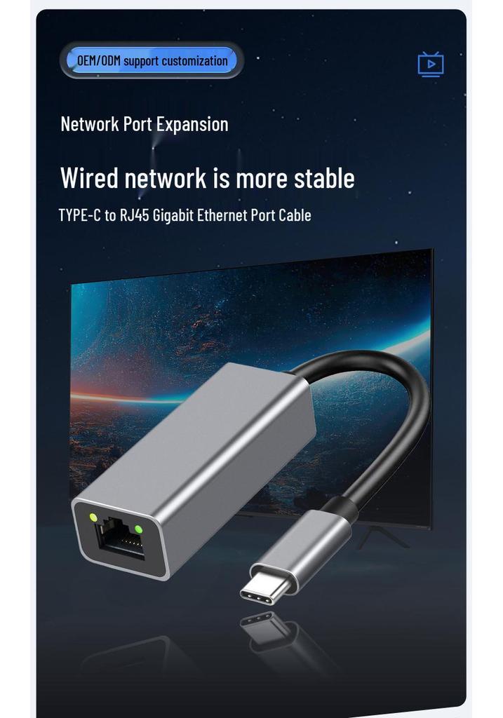 Type-C To RJ45 Gigabit Ethernet Adapter Cable
