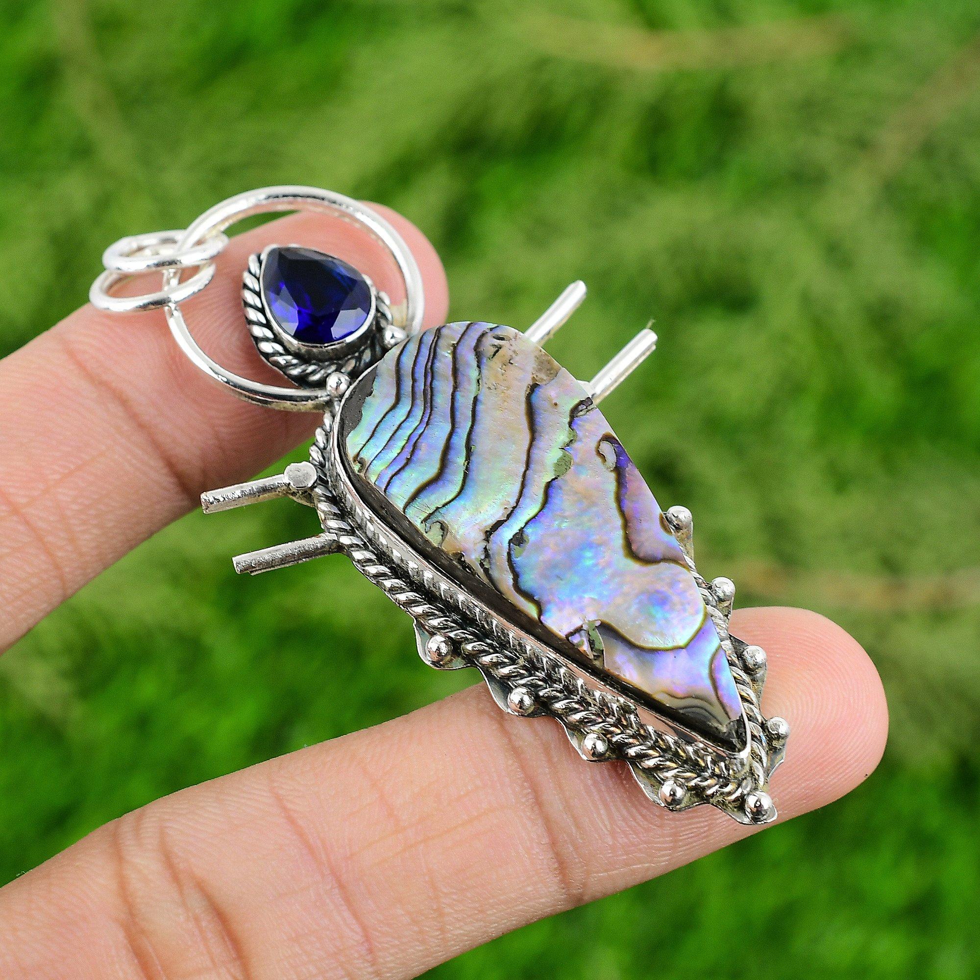 

Abalone Shell Gemstone Tanzanite Quartz Wife New Pendant Jewelry Sterling Silver