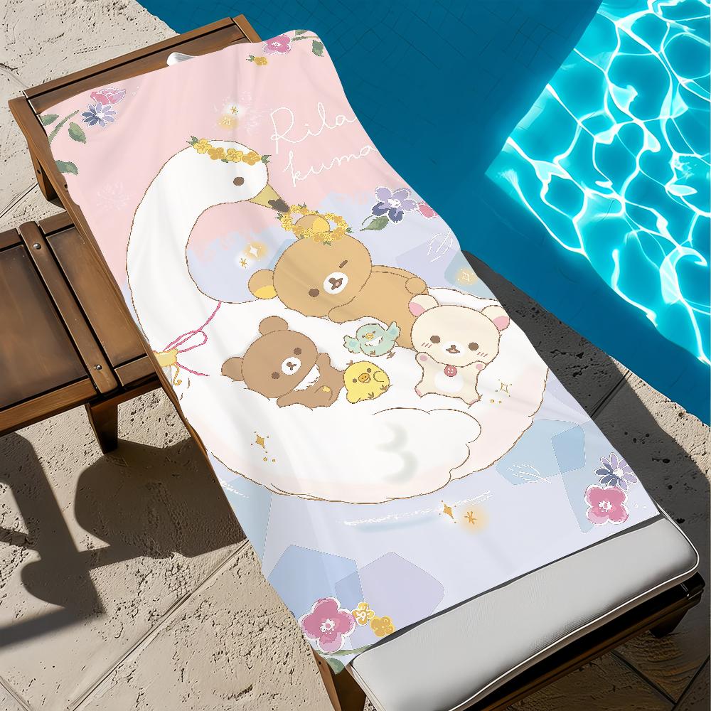 Anime Cute Cartoon R-rilakkuma-a Towel Large Quick-Drying Microfiber Soft Beach Towel for Travel Fitness Sauna Bathing Camping