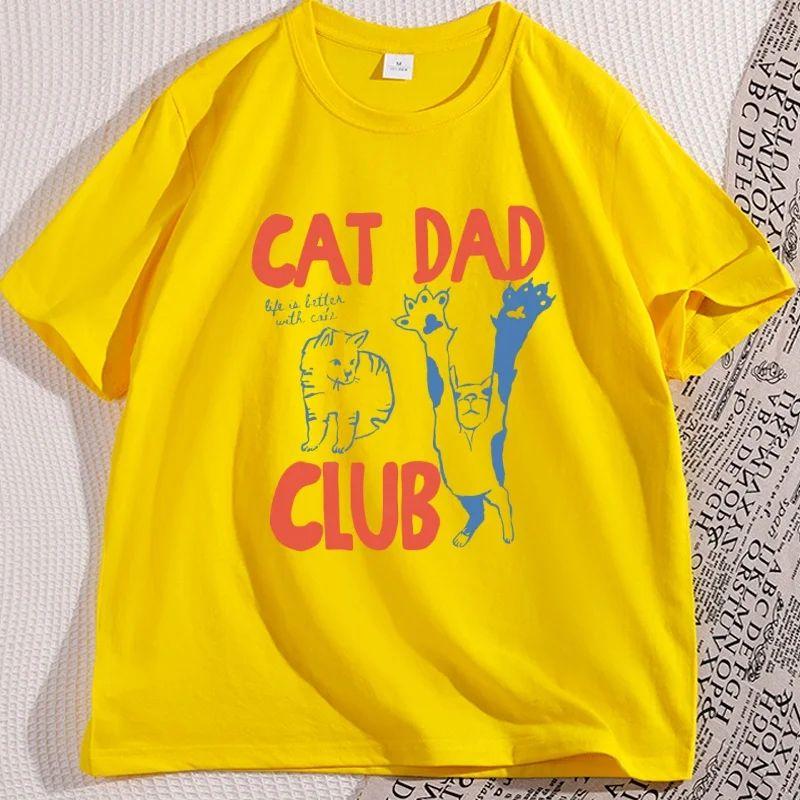 

Funny Cat Lover Pet Parent T Shirt Cat Dad TShirt Funny Men Casual Cat Dad Club Tshirt Loose Cretive Printed Short Sleeve Tees 4XL