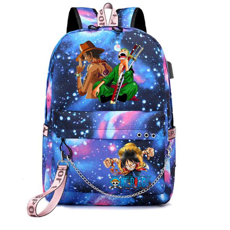 One Piece Print USB School Bag for Primary and Secondary School Students Men and Women Webbing Backpack