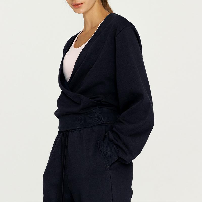 V-Ausschnitt Strickjacke Design Sportlich Lässig Damen Kurz Sweatshirt Trend