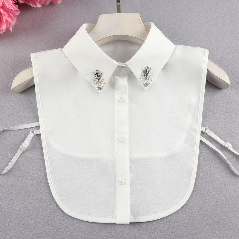 Versatile Women s White Beaded Detachable Shirt Collar for Sweaters – Autumn and Winter Accessory