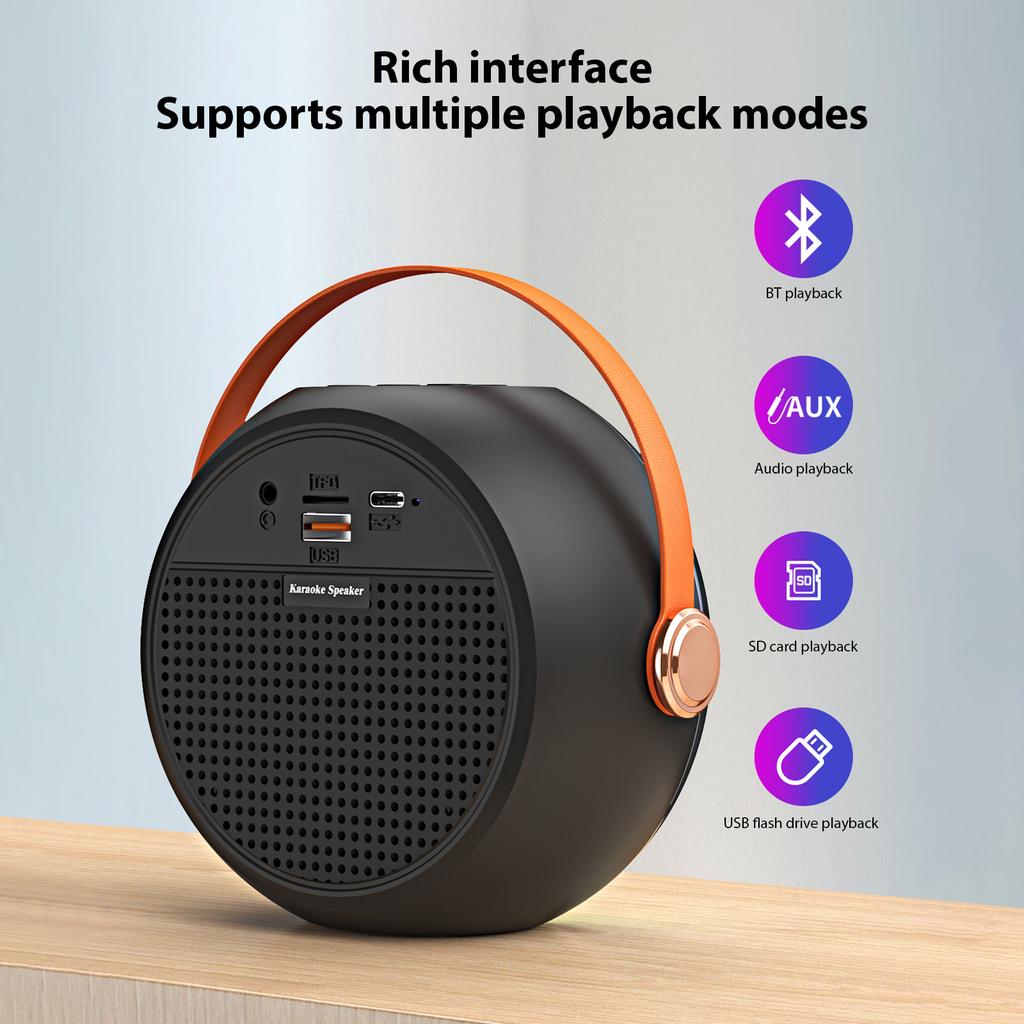 Karaoke Machine with 2 Wireless Microphones BT Microphone and Speaker KTV Set with RGB Light