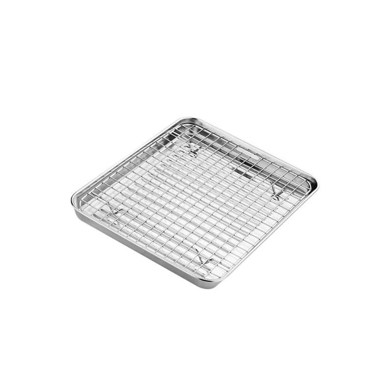 316 Stainless Steel Baking Tray Baking Plates BBQ Tray with Removable Cooling Rack Baking Pan Sheet Oven Dishwasher Safe