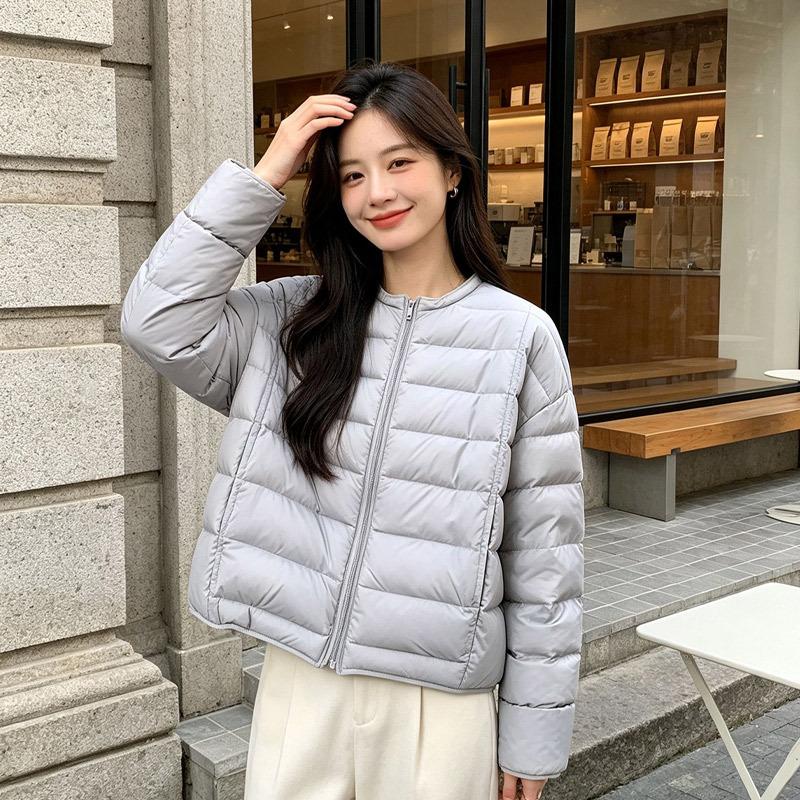 Short Down Jacket Women's Winter New Ribs Women's Light and Thin Women's Clothing Korean Version Loose Large Size Duck Down Pinghu