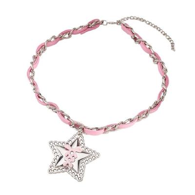 Versatile Adjustable Collar Necklace Featuring Metallic Star Embellishment And Bowknot Closure