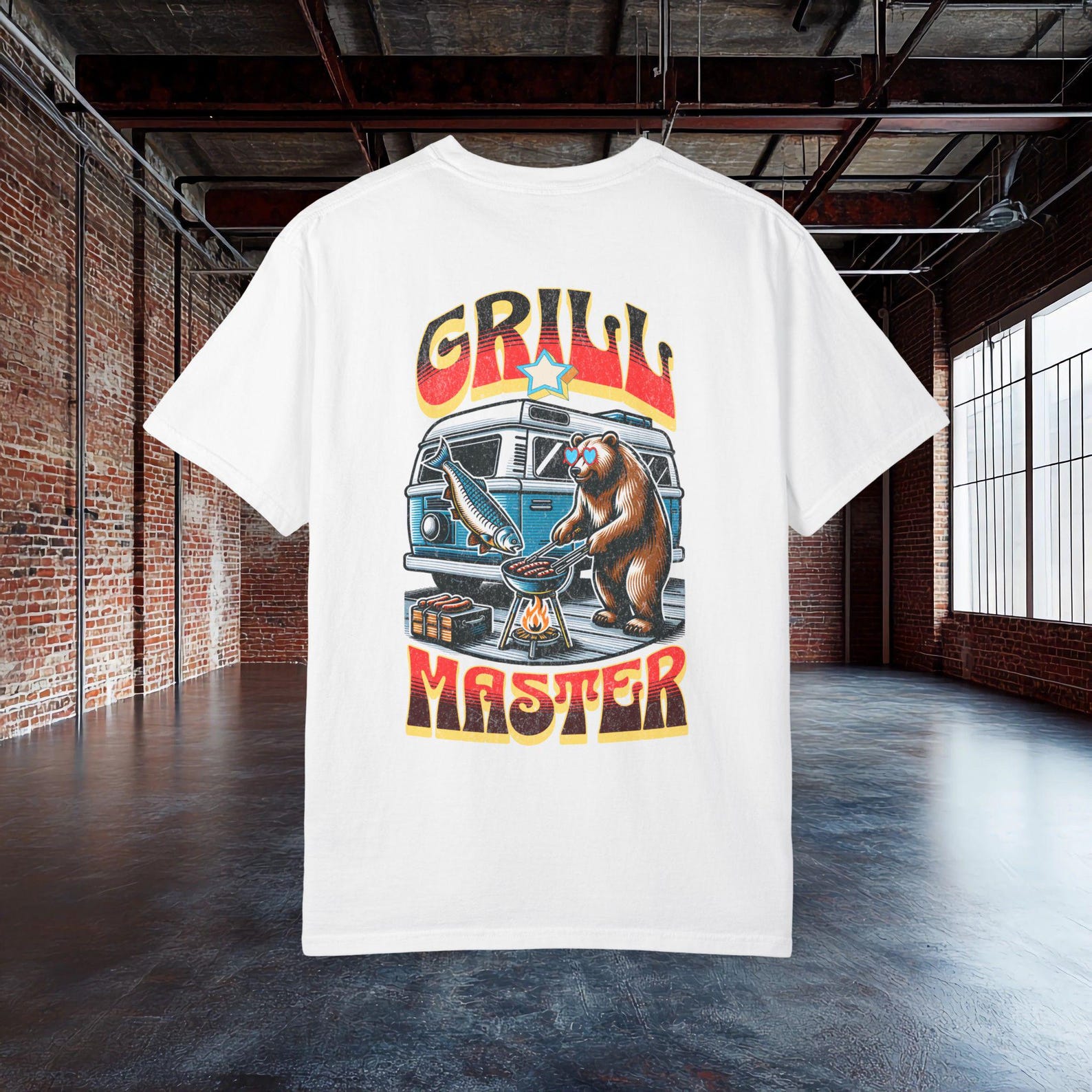 Grill Master Shirt, Funny BBQ Bear Tee, Retro Camping Grill Shirt, Barbecue Lover Gift, Funny Grilling Shirt, Dad BBQ Tee, Camper Cookout M