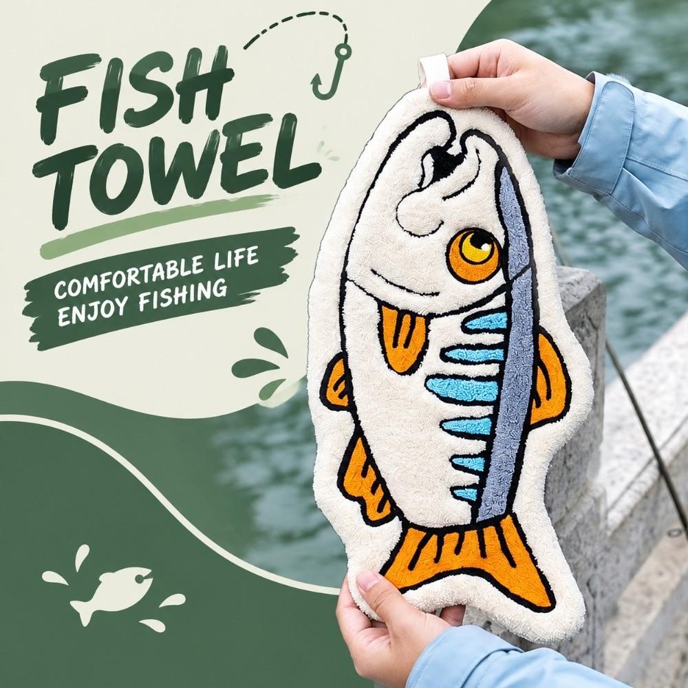 Hanging Lure Fishing Wipe Cloth Absorbent Fish Shaped Towel Fishing Hand Towel Outdoor,Kitchen Etc