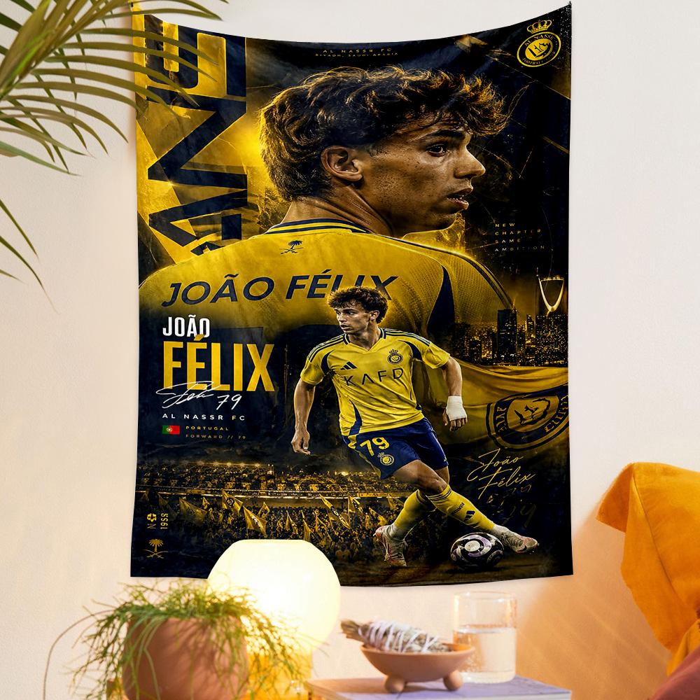 Joao Felix Al Nassr 79 Yellow Riyadh Football Fans Bohemian Tapestry for Fans Home Decor