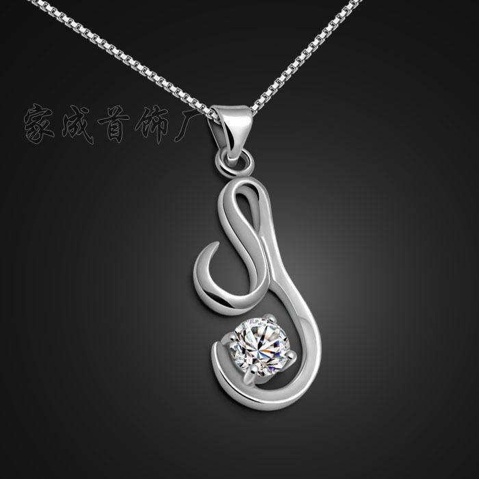 Rolali Pendant Necklace Single Inlaid Gemstone Plated Platinum Heart Chain Women'S Versatile Jewelry Dy
