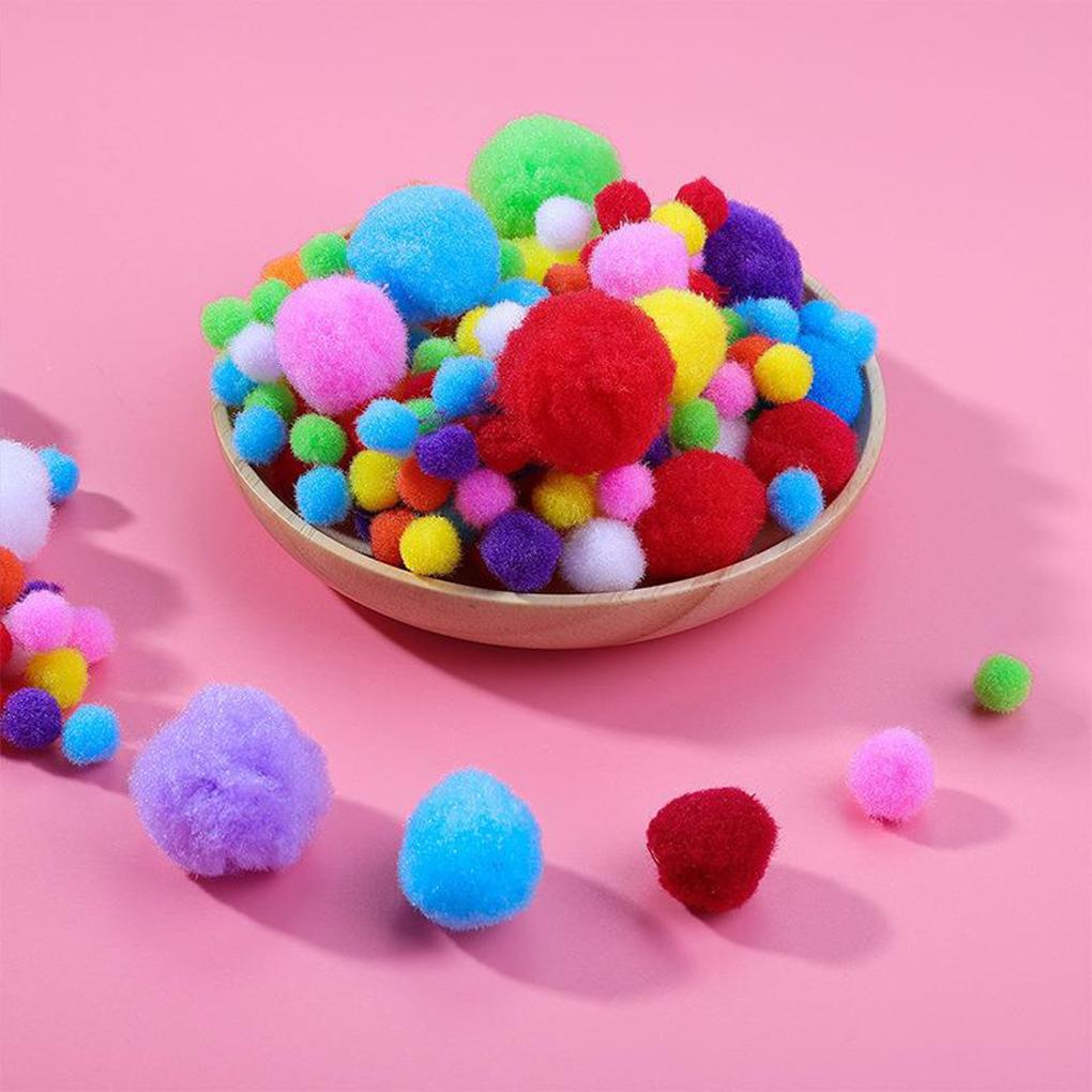 300pieces Craft Pom Poms Bundle Assorted Fuzzy Pompoms For DIY Fun Assorted Fuzzy Pompoms Balls
