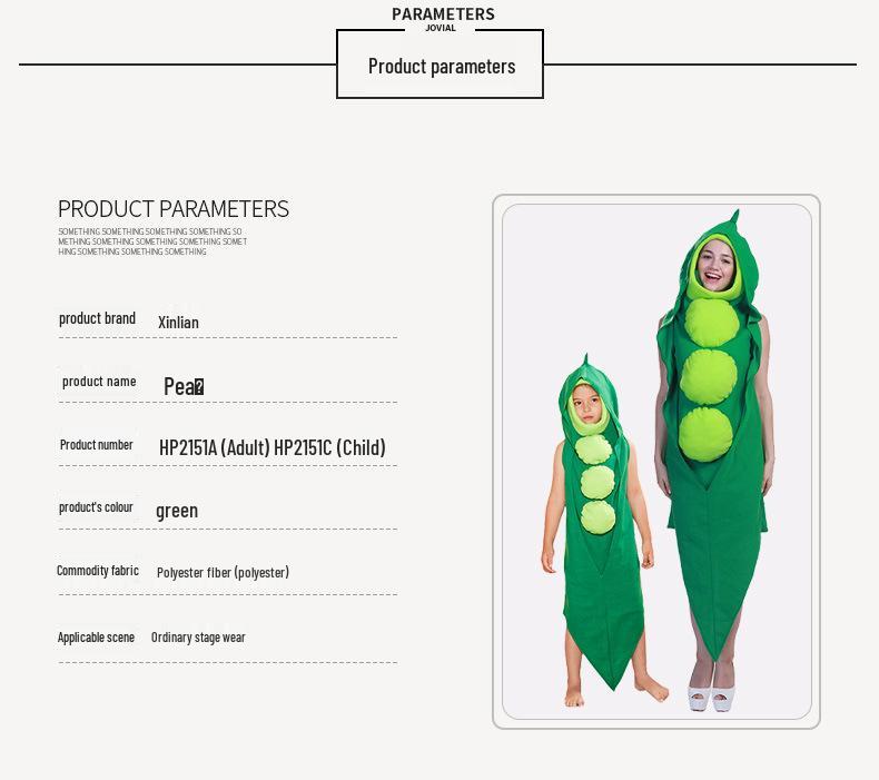 Halloween Pea Costume Jumpsuit for Cosplay & Role-Playing