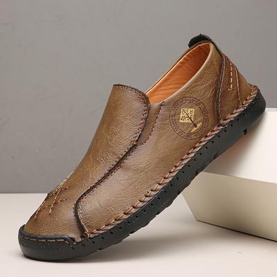 Chaussures en Cuir pour Homme Chaussures Décontractées à Enfiler Mocassins Fait Main Chaussures Plates Respirantes Chaussures à Outils Grande Taille 39-48