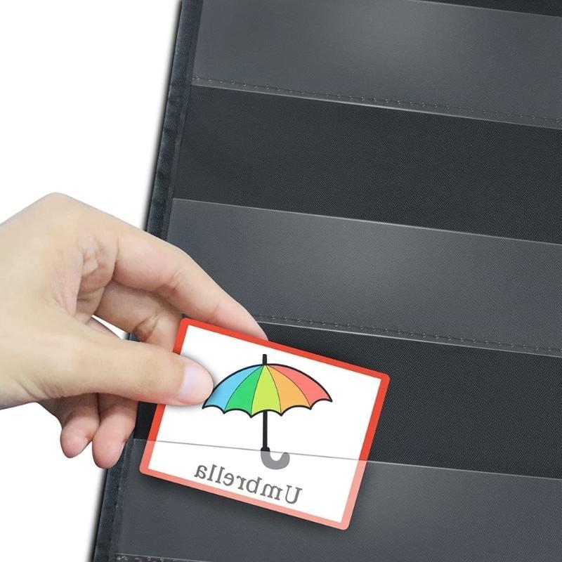 Pocket Chart Educational Hanging With 7 Transparent Storage Pockets