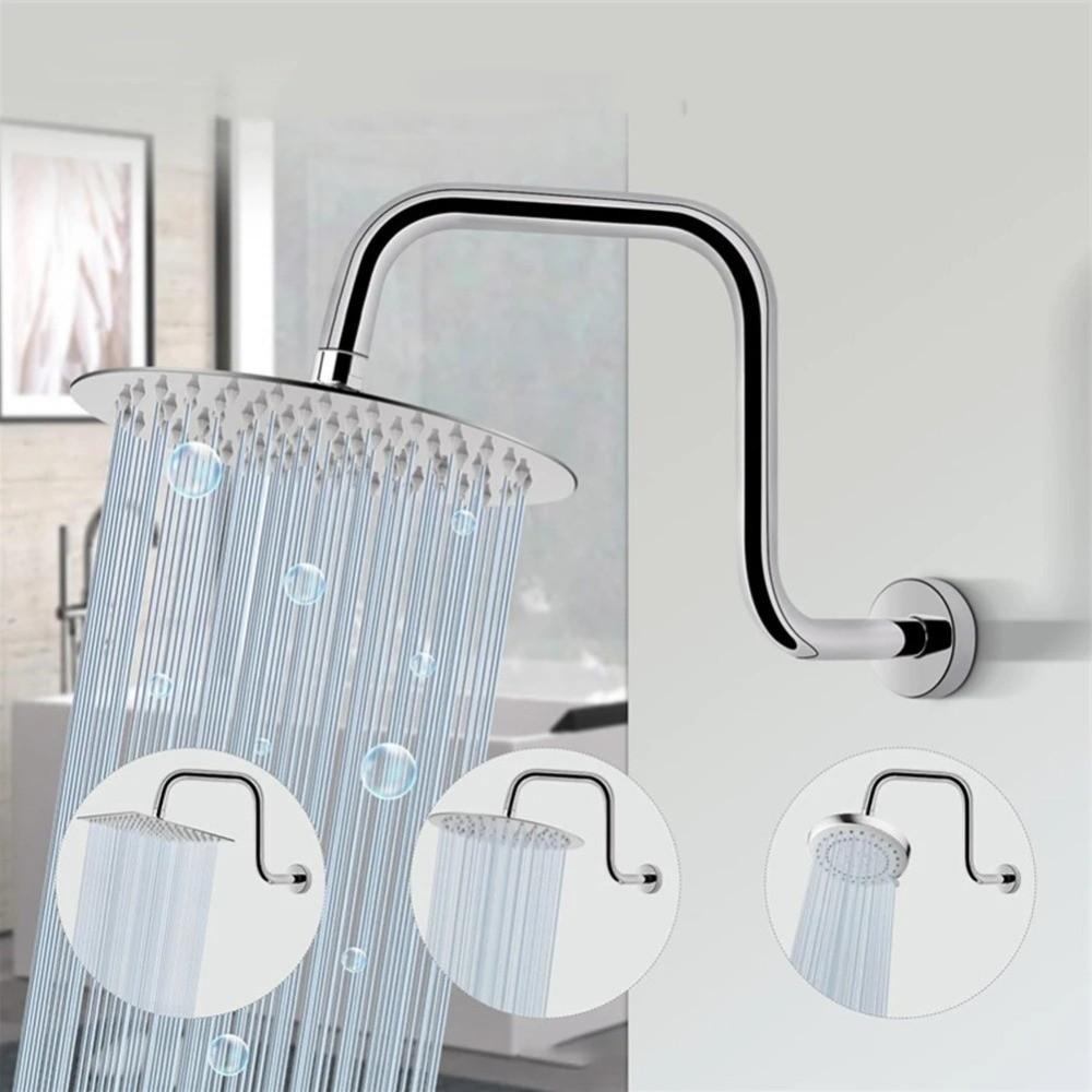 Wall Mounted Shower Head Bracket Stainless Steel Easy Installation Shower Arms Silver Black Shower Head Bar Bathroom Hardware